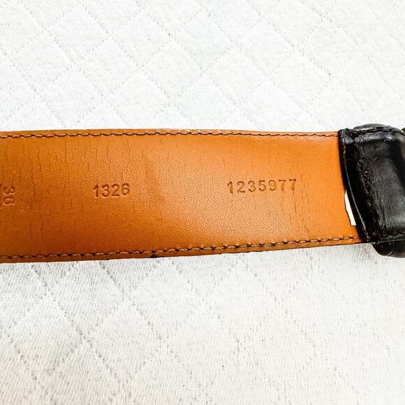 Polo Ralph Lauren Black Leather Belt Silver Buckle Sizr - Picture 4 of 7